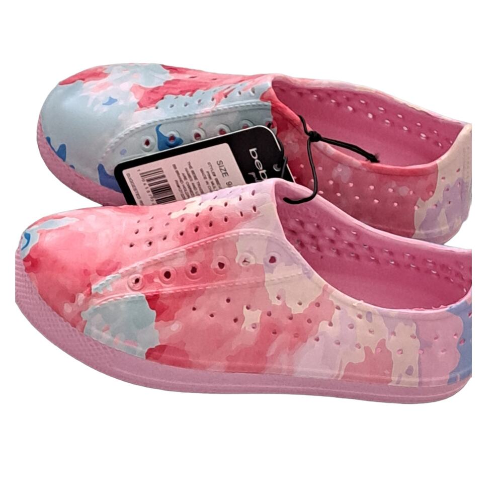 NWT bebe girls  Pink & Blue Abstract Water Shoe Toddler 9/10